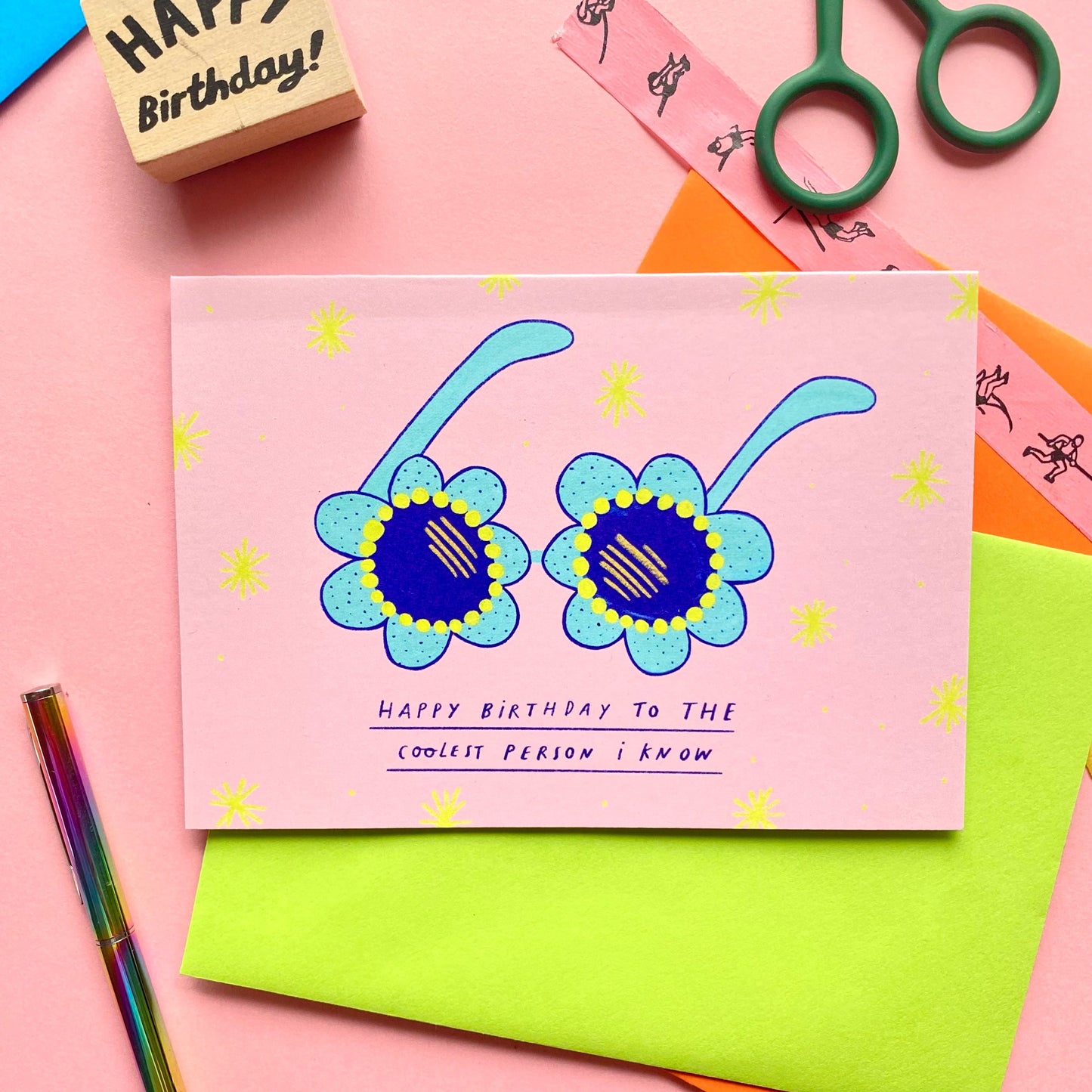 Happy Birthday To The Coolest Person I Know Sunglasses Greetings Card | Sunnies Accessories Bday Bestie Friend Sister