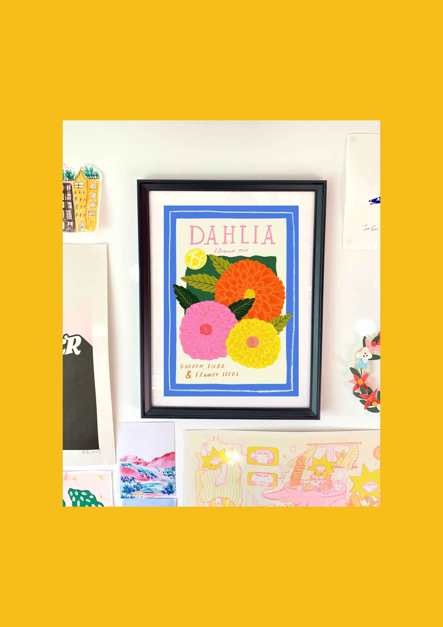 Dahlia Seeds Art Print | Vintage-inspired Floral Botanical Wall Decor