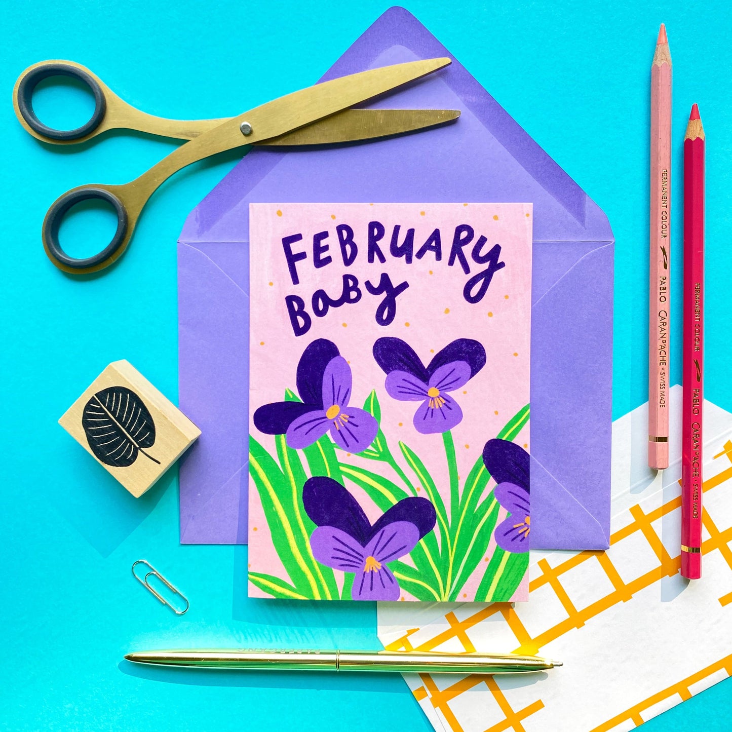 February New Baby Birth Month Greetings Card | Newborn Son Daughter Grandchild Birthday Congratulations Birth Flower