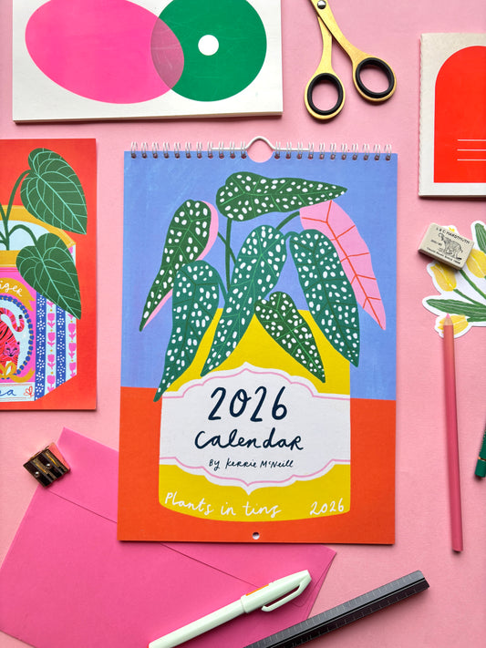 2026 Illustrated Calendar | Plants in tins 2026 Calendar | Wall Calendar | Botanical Wall Calendar 2026 Calendar | 2026 illustrated calendar