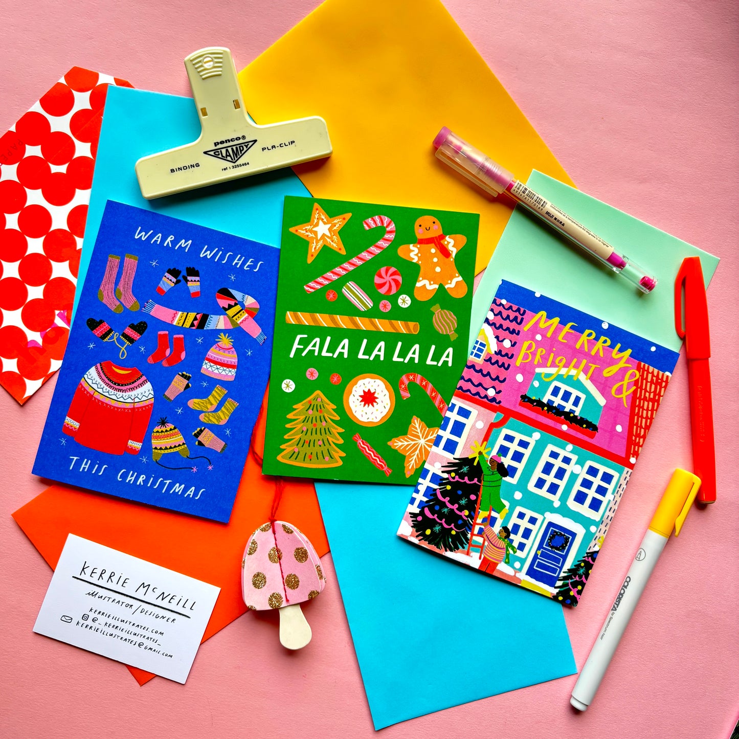 Warm Wishes This Christmas Greeting Card | Fireplace Xmas Festive Greetings Cat Cozy Pink Gold Foil