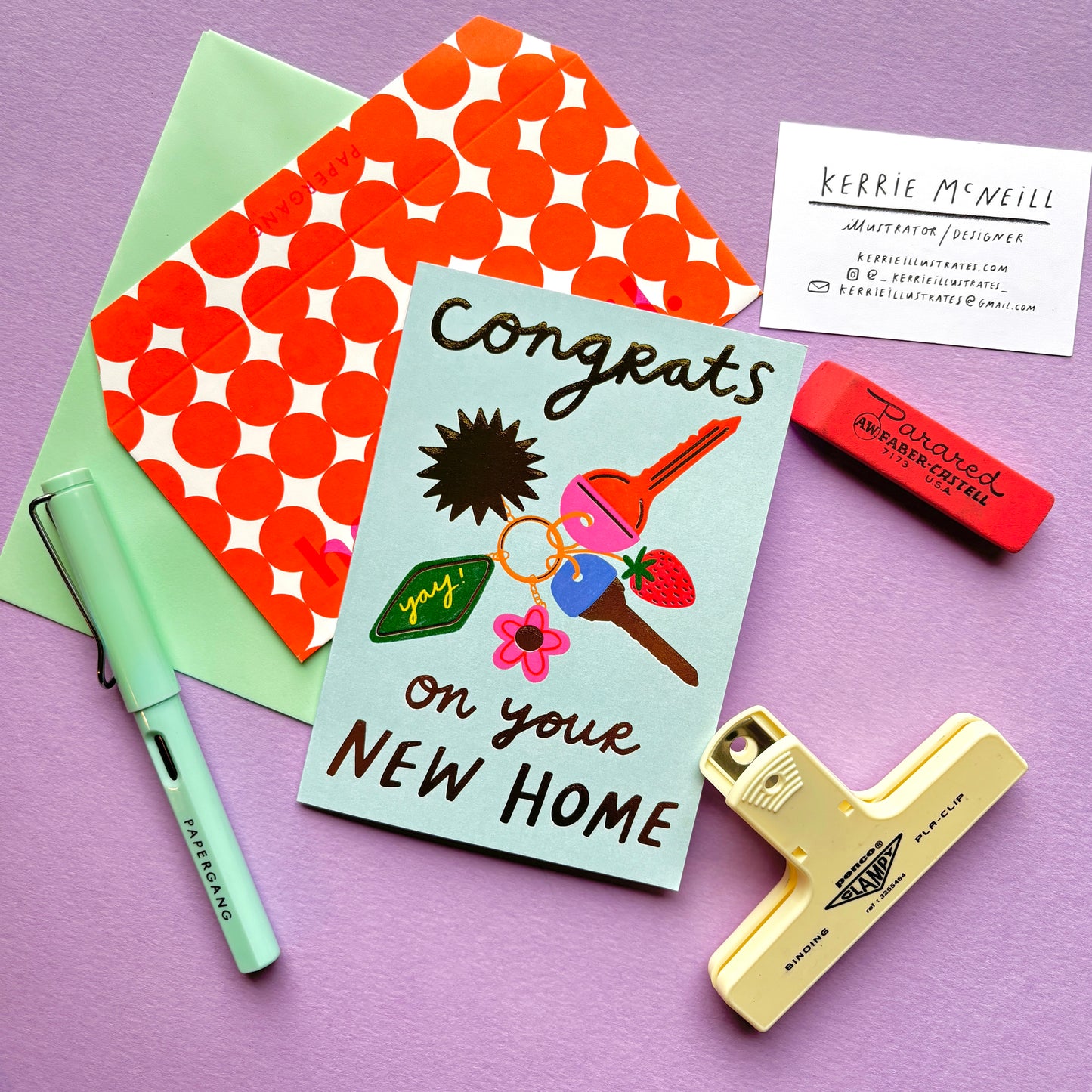 Congrats On Your New Home Keys Greeting Card | Keyring Gold Foil Homeowner House Apartment Celebrate