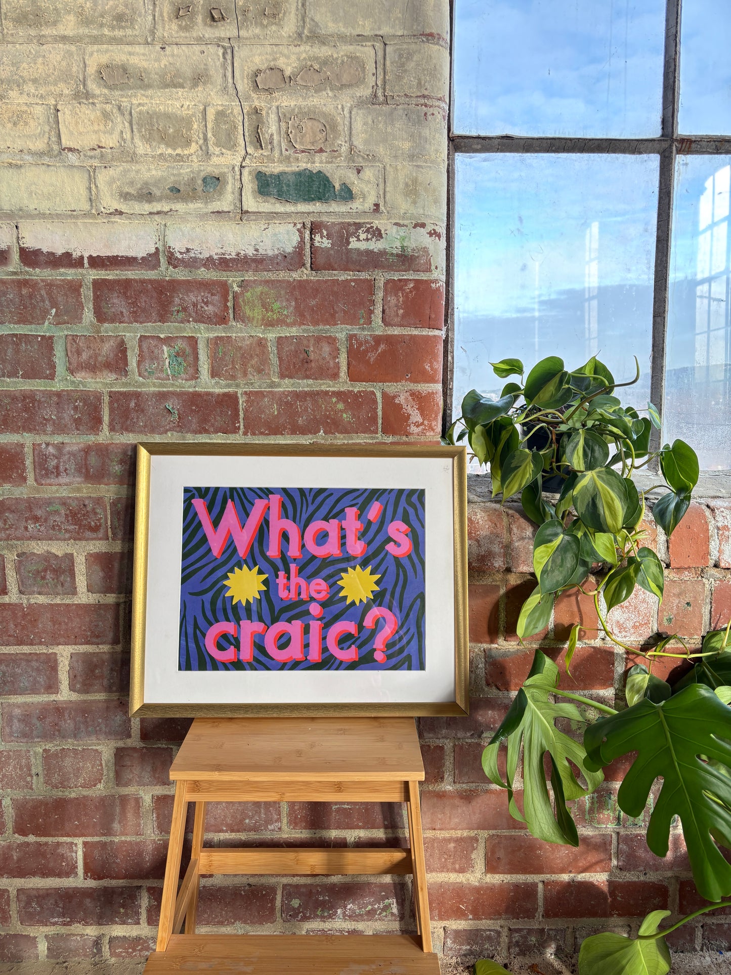 What's the craic? Zebra patterned art print | Belfast print | Northern Irish slang art print | Belfast slang art print | Belfast quote |