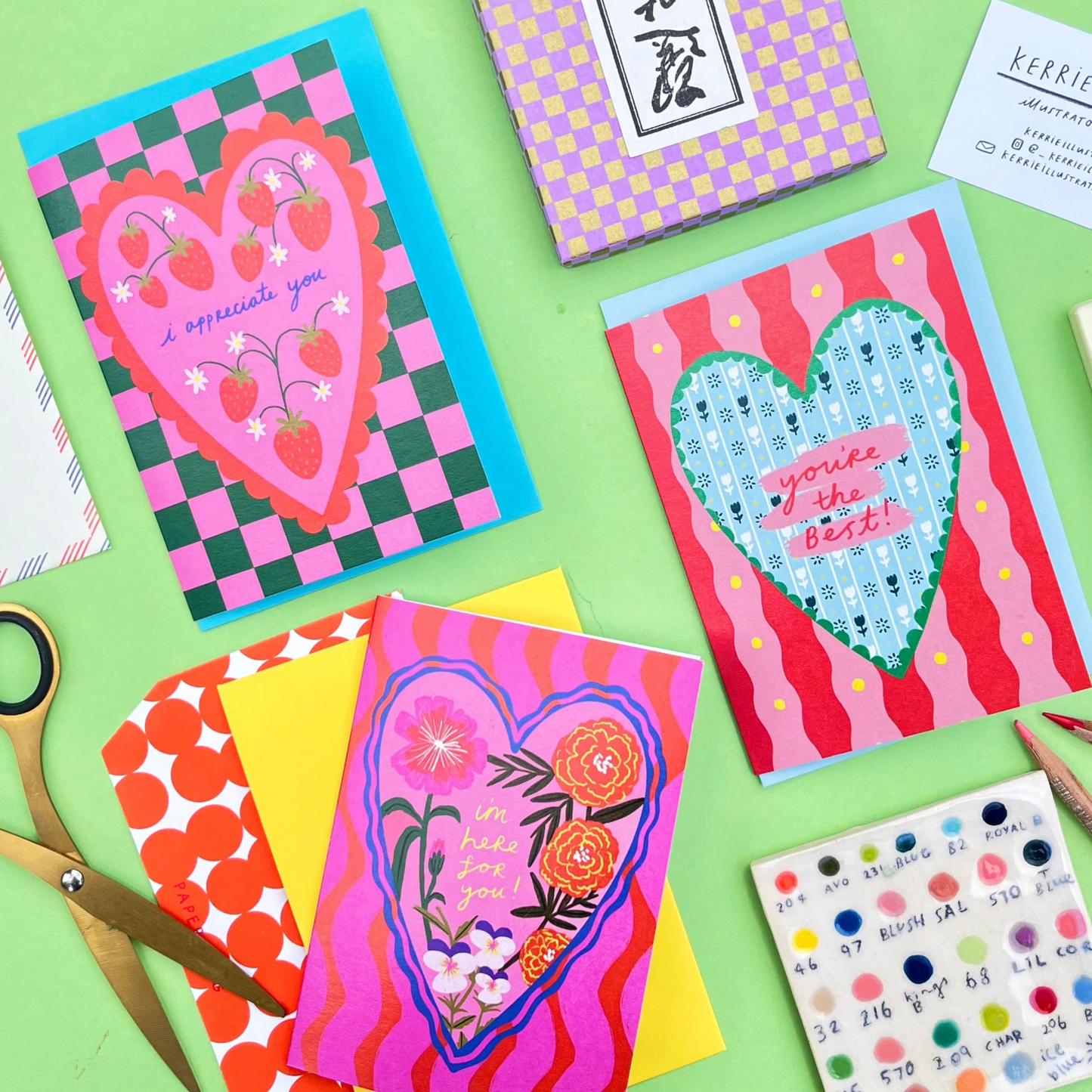 You're The Best Patterned Heart Greeting Card | Quirky Greetings Pink Blue Thoughtful