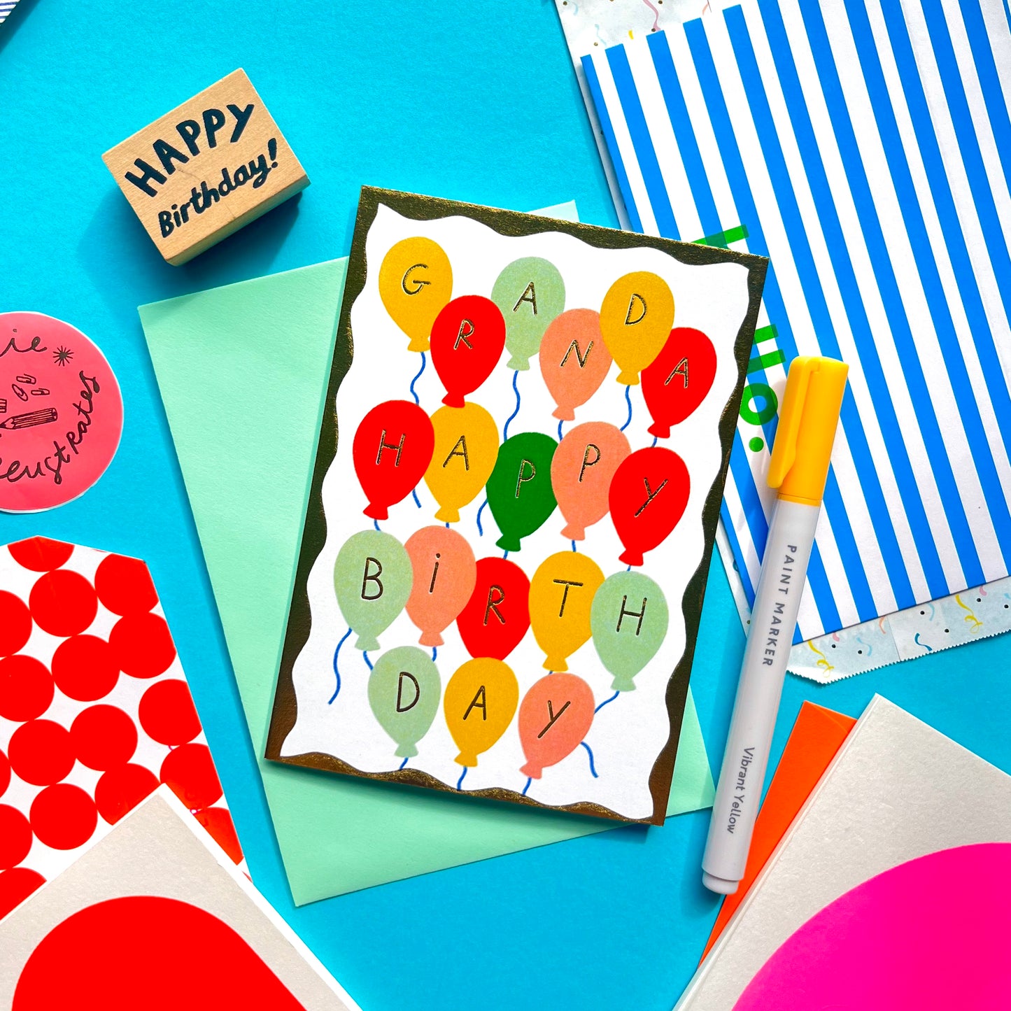 Granda, Happy Birthday! Balloons Greeting Card