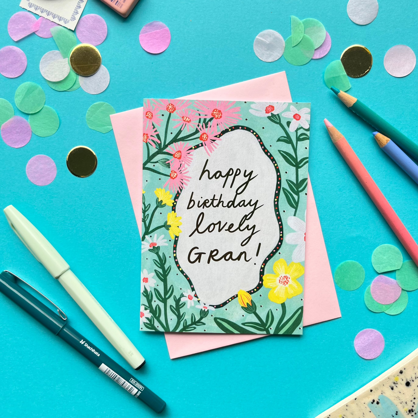 Happy Birthday Lovely Gran Greetings Card | Family Thoughtful Floral Gold Foil | Mother Grandmother Granny Nanny