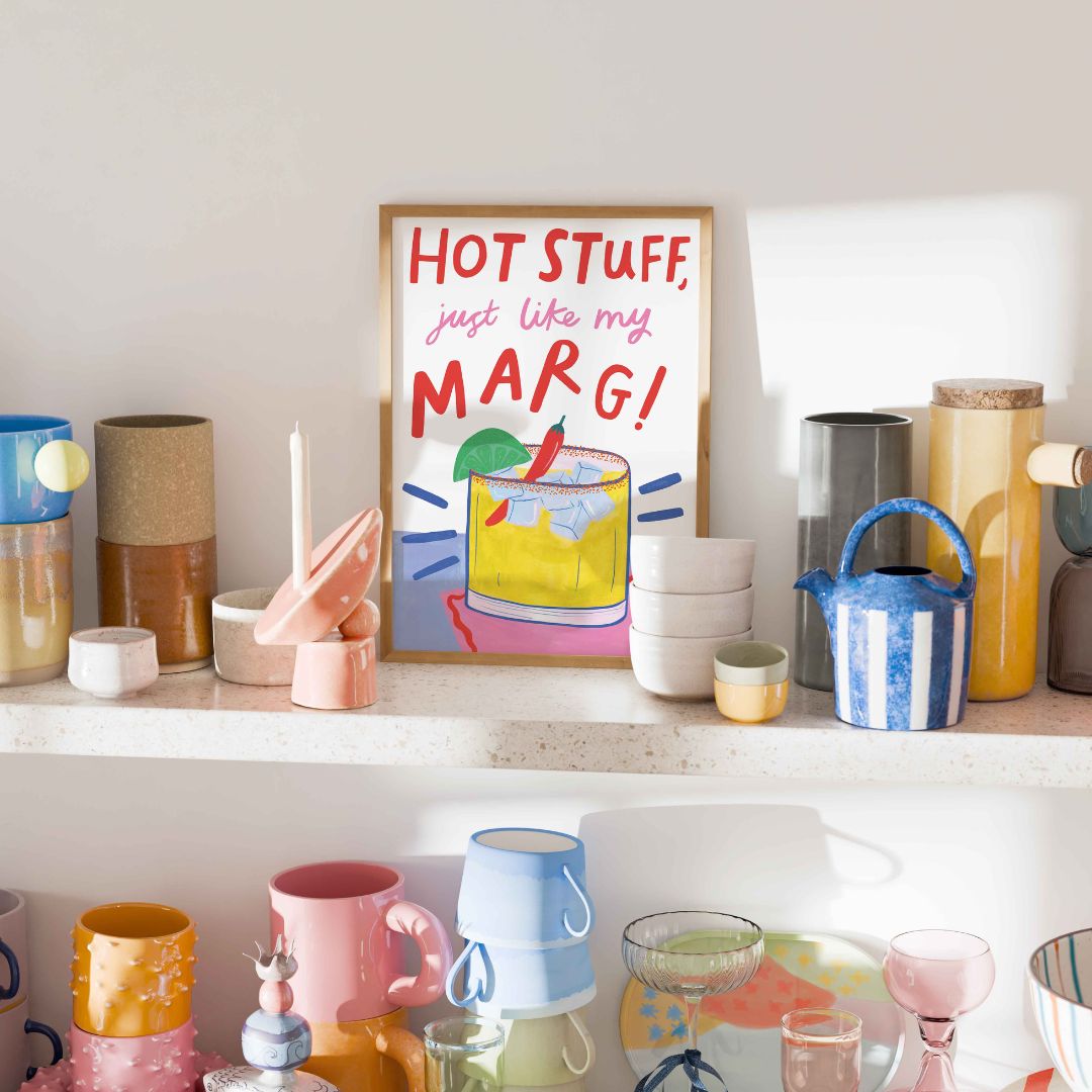 Margarita art print-Spicy margarita wall art-bar wall art-kitchen wall art-hot stuff just like my marg