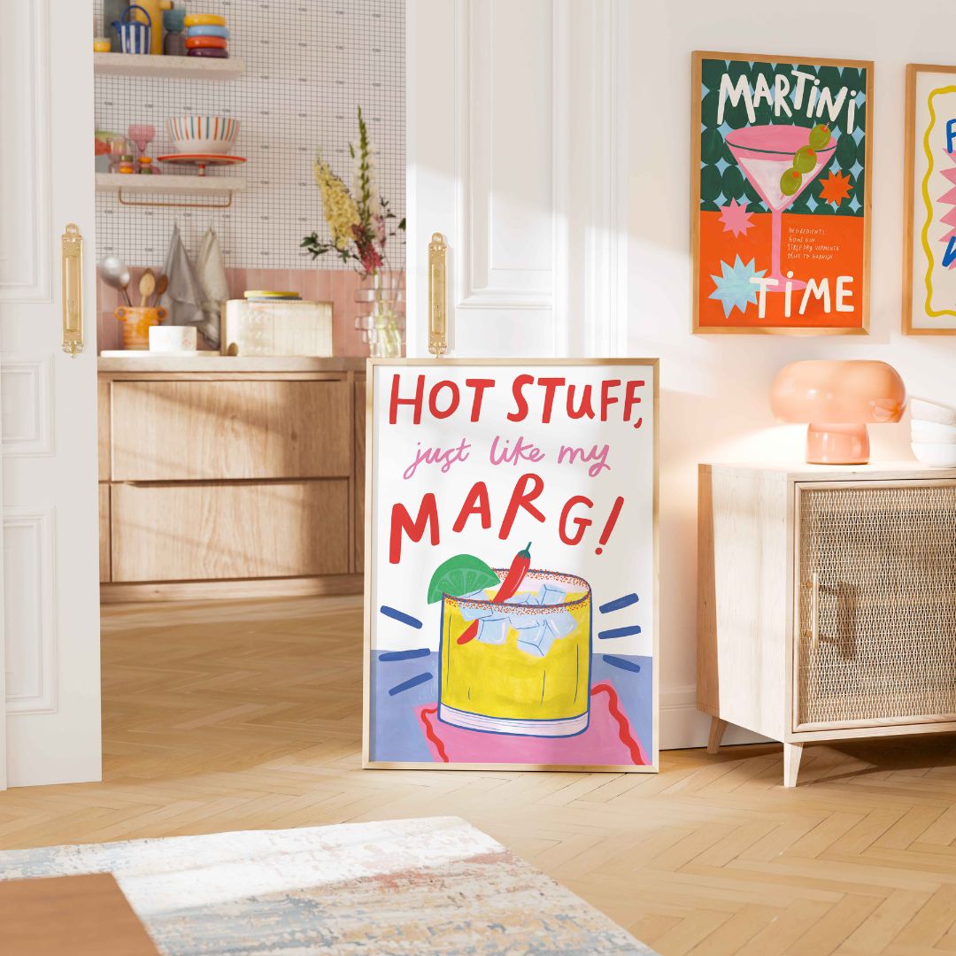 Margarita art print-Spicy margarita wall art-bar wall art-kitchen wall art-hot stuff just like my marg
