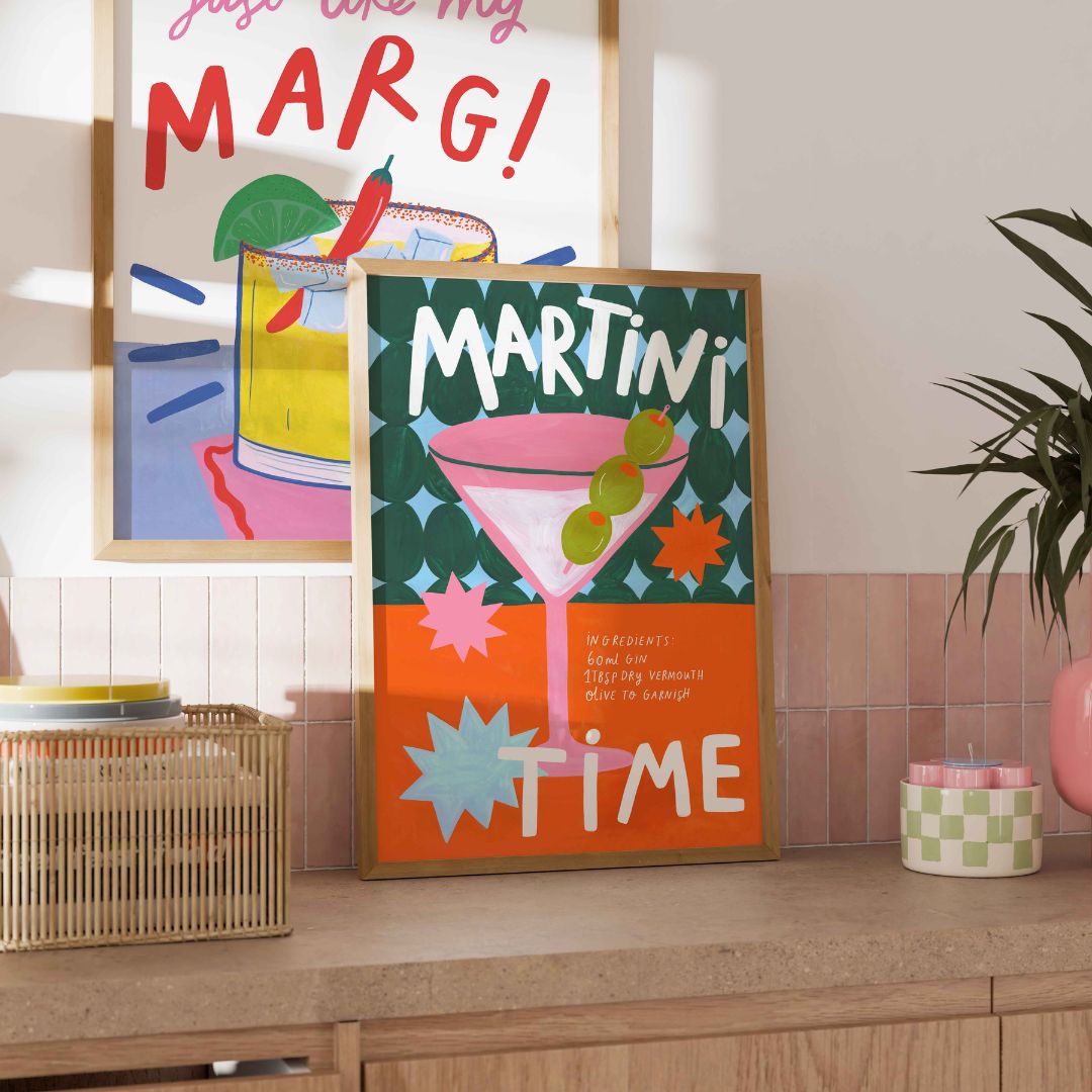 Martini Time wall art-martini time art print-bar wall art-kitchen wall art-cocktail wall art-cocktail art print-martini time