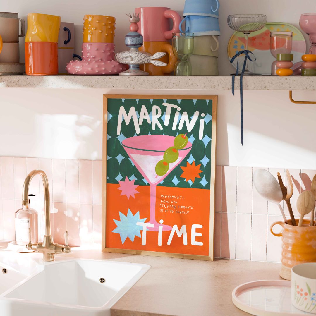 Martini Time wall art-martini time art print-bar wall art-kitchen wall art-cocktail wall art-cocktail art print-martini time