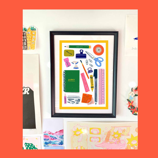 Stationery Collection Art Print | Maximalist Collector Junk Journal Diary Wall Decor