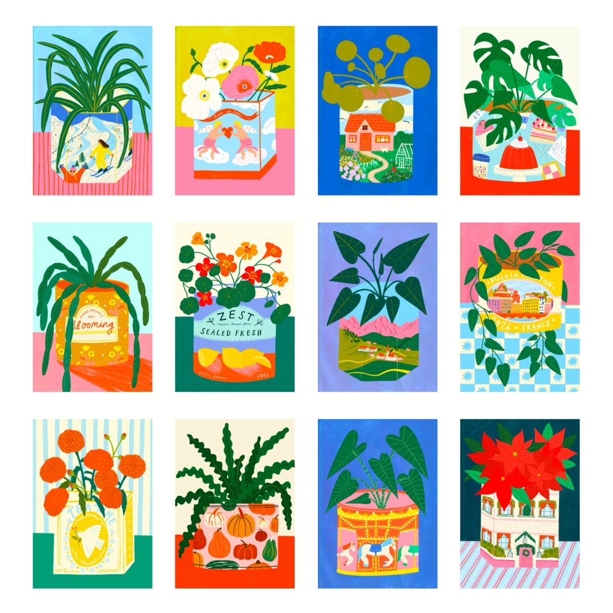 2027 Illustrated Calendar | Plants in tins 2027 Calendar | Wall Calendar | Botanical Wall Calendar 2027 Calendar | 2027 illustrated calendar