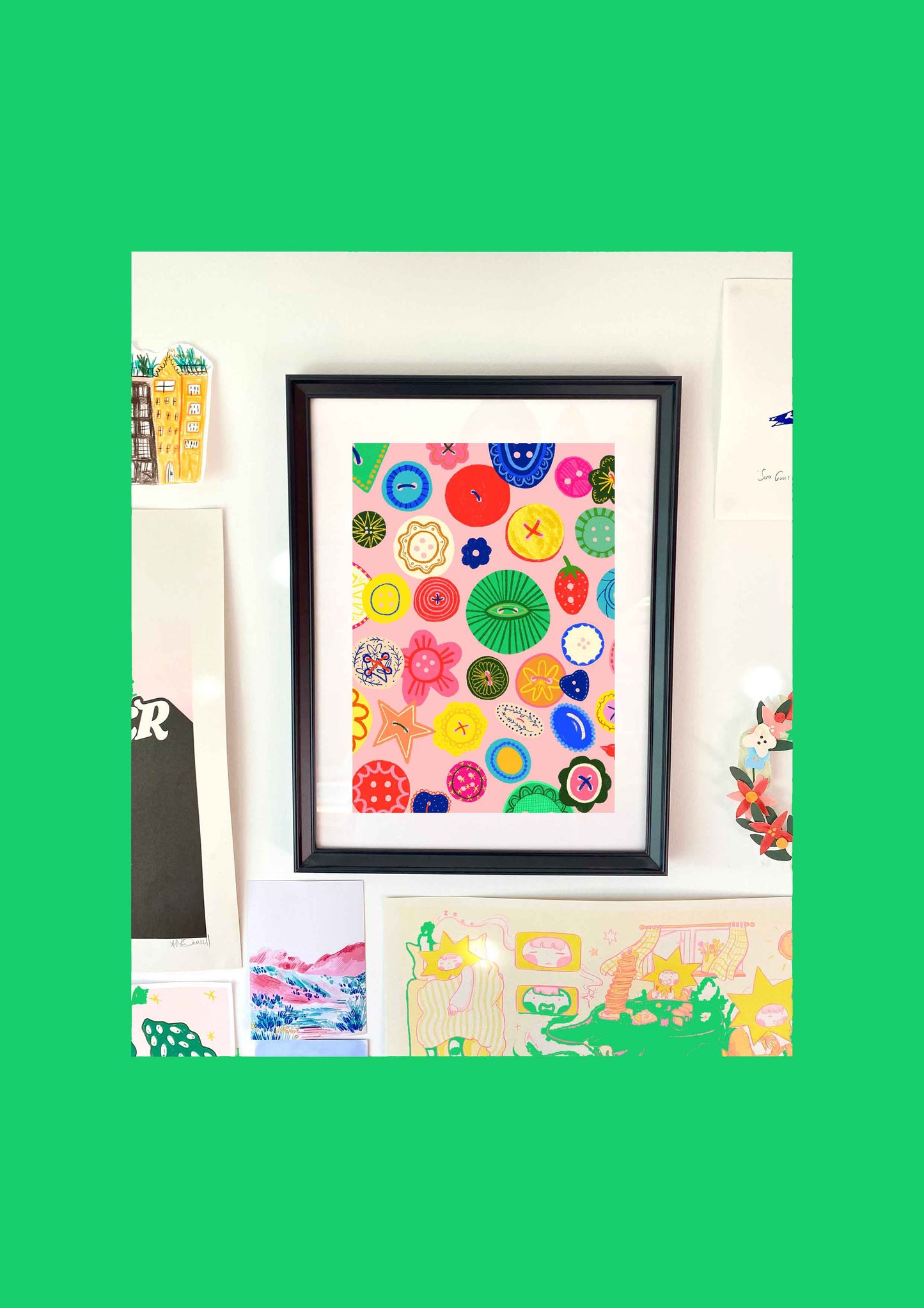 Collection of Buttons Art Print | Crafter Sewing Wall Decor Bedroom Living Room Office Craft Maker Seamstress