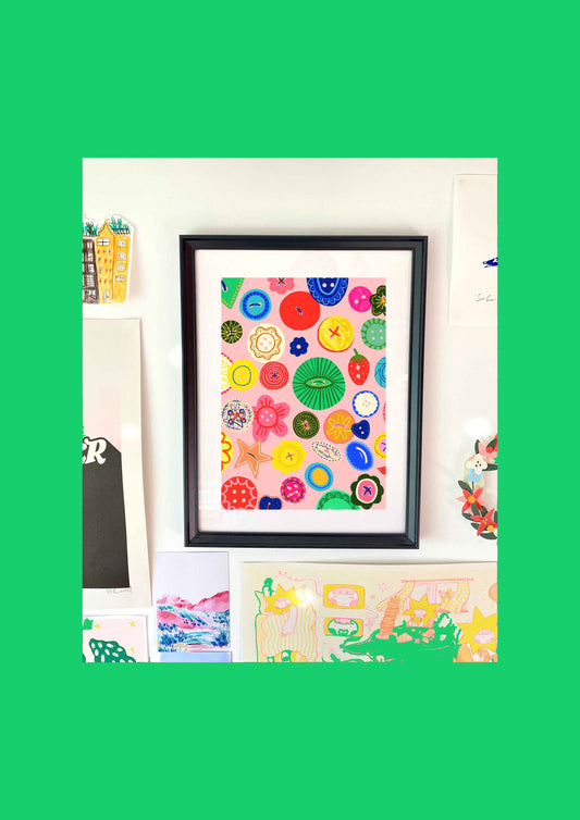 Collection of Buttons Art Print | Crafter Sewing Wall Decor Bedroom Living Room Office Craft Maker Seamstress