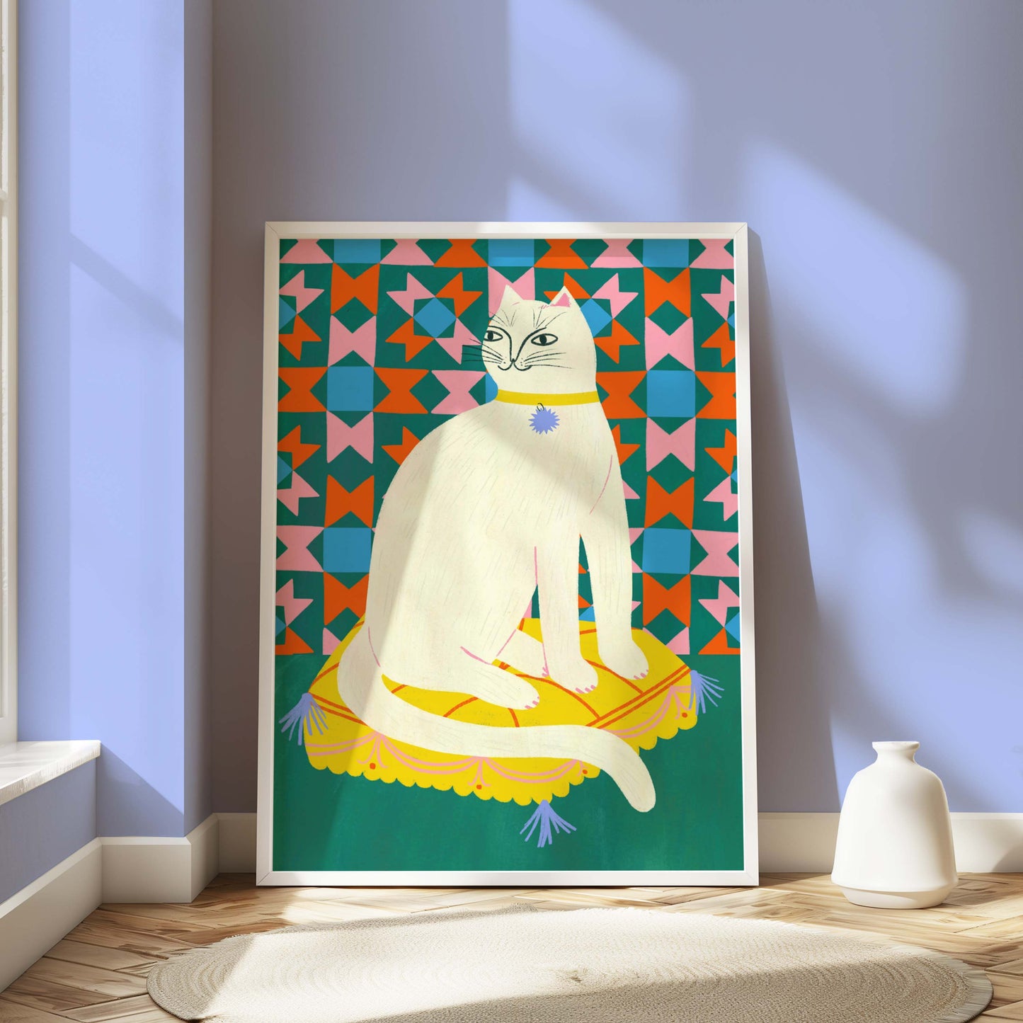 Staffordshire Cat Art Print | Cat Kitty Feline Pet Portrait Wall Decor Animal Lover Vintage Antique Maximalist