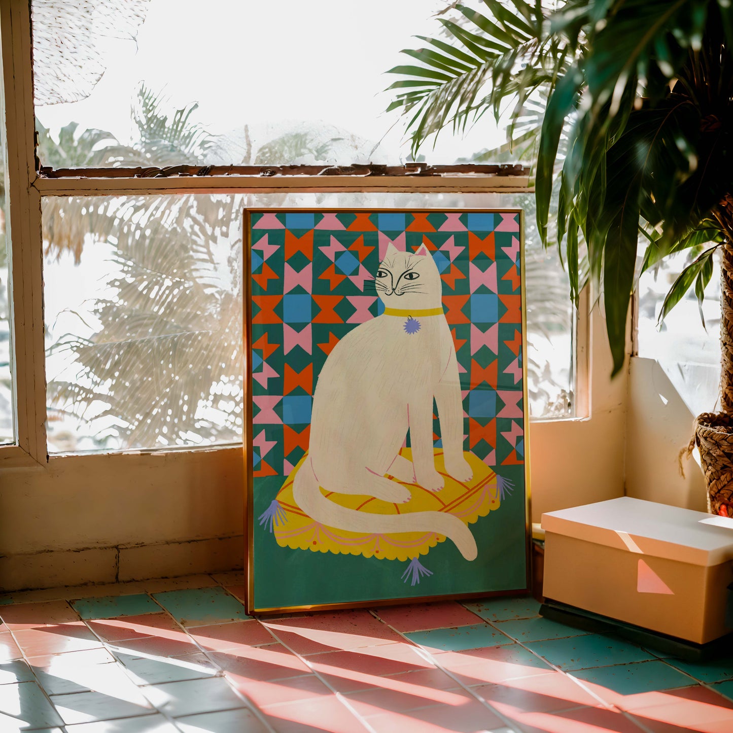 Staffordshire Cat Art Print | Cat Kitty Feline Pet Portrait Wall Decor Animal Lover Vintage Antique Maximalist