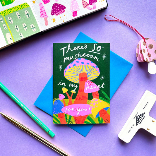 There's So Mushroom In My Heart For You Valentines Greetings Card | Punny Funny Greeting Valentine's Day