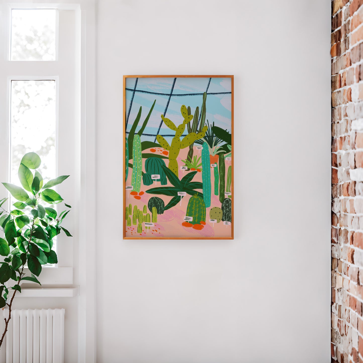 Palm House with Cacti Colourful Art Print | Belfast Botanic Botanical Gardens Landmark Tourism NI Northern Ireland Irish