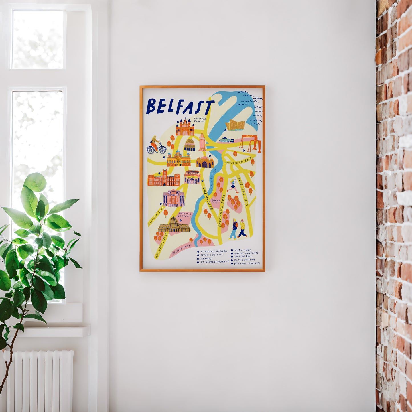 Belfast City Illustrated Map Art Print | Belfast art print | Tourism Northern Ireland Irish Local Landmark NI Travel City Break