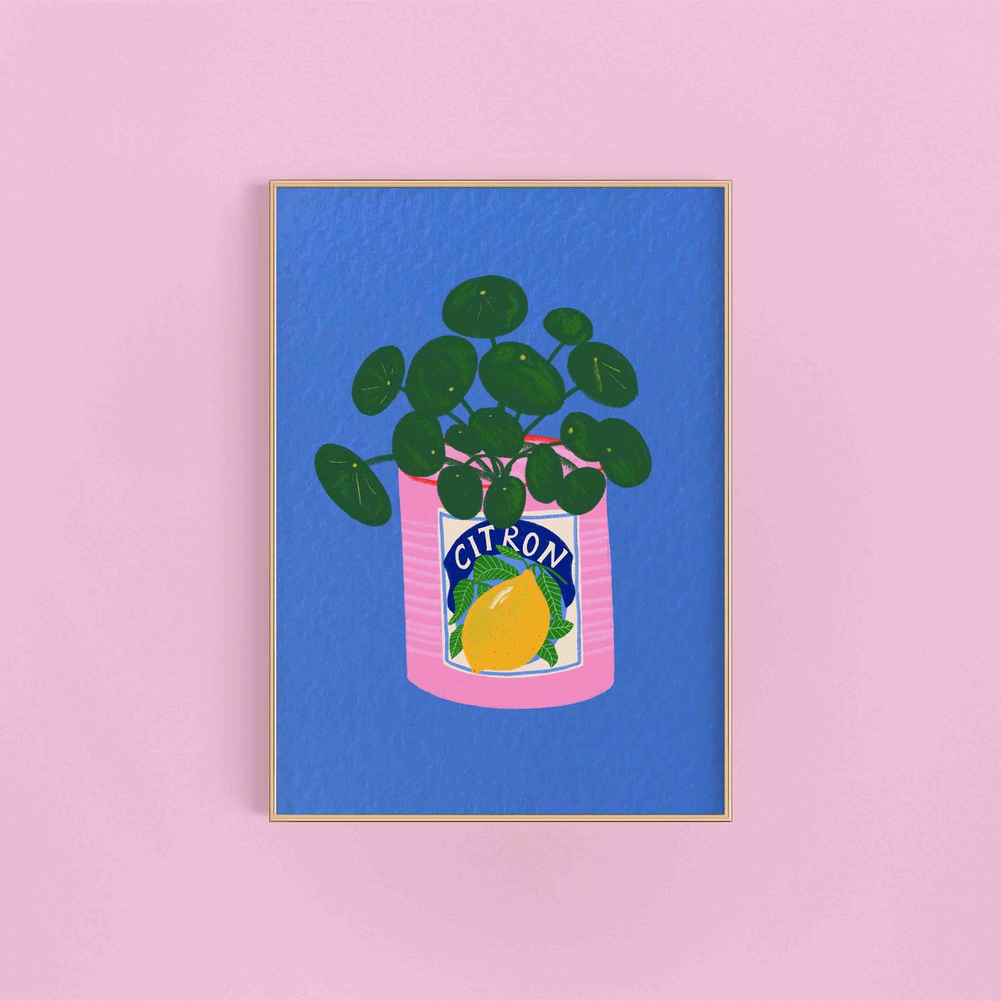 Chinese Money Plant & Vintage Can Art Print | House Plant Botanical Wall Decor Bold Quirky