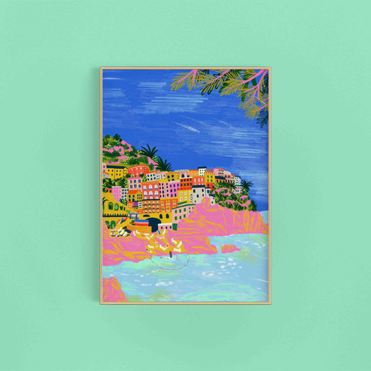 Amalfi Coast Art Print | Italian art print | Coastal print | Europe Wall Decor Travel Interrailing
