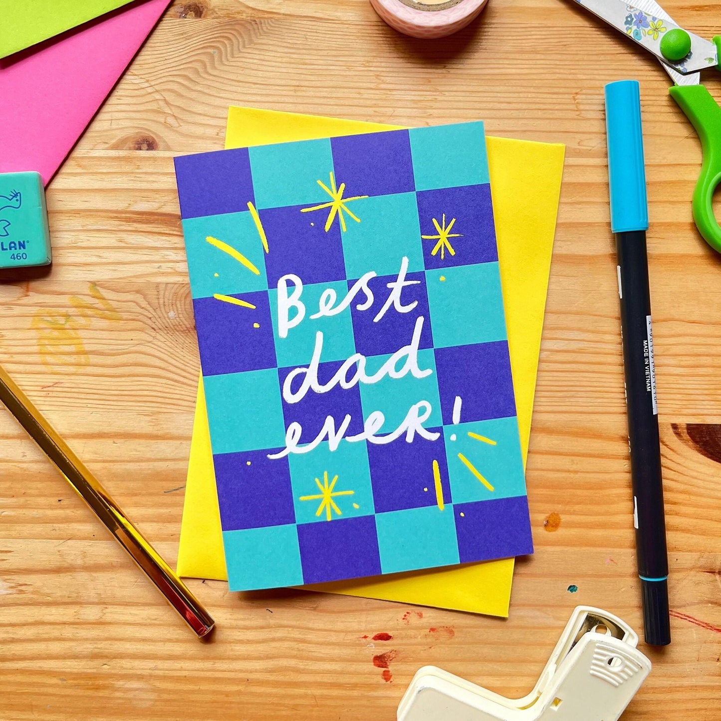 Best Dad Ever Father's Day Card | Checkered Father’s Day