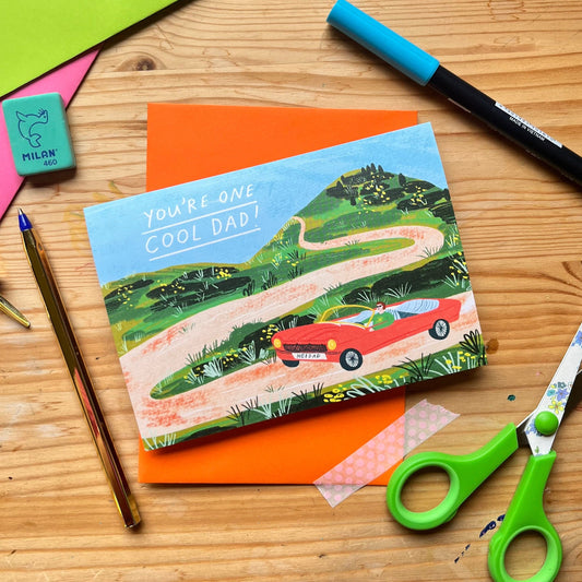 You're One Cool Dad Father's Day Greeting Card | Car Enthusiast Lover Collector Daddy Grandad