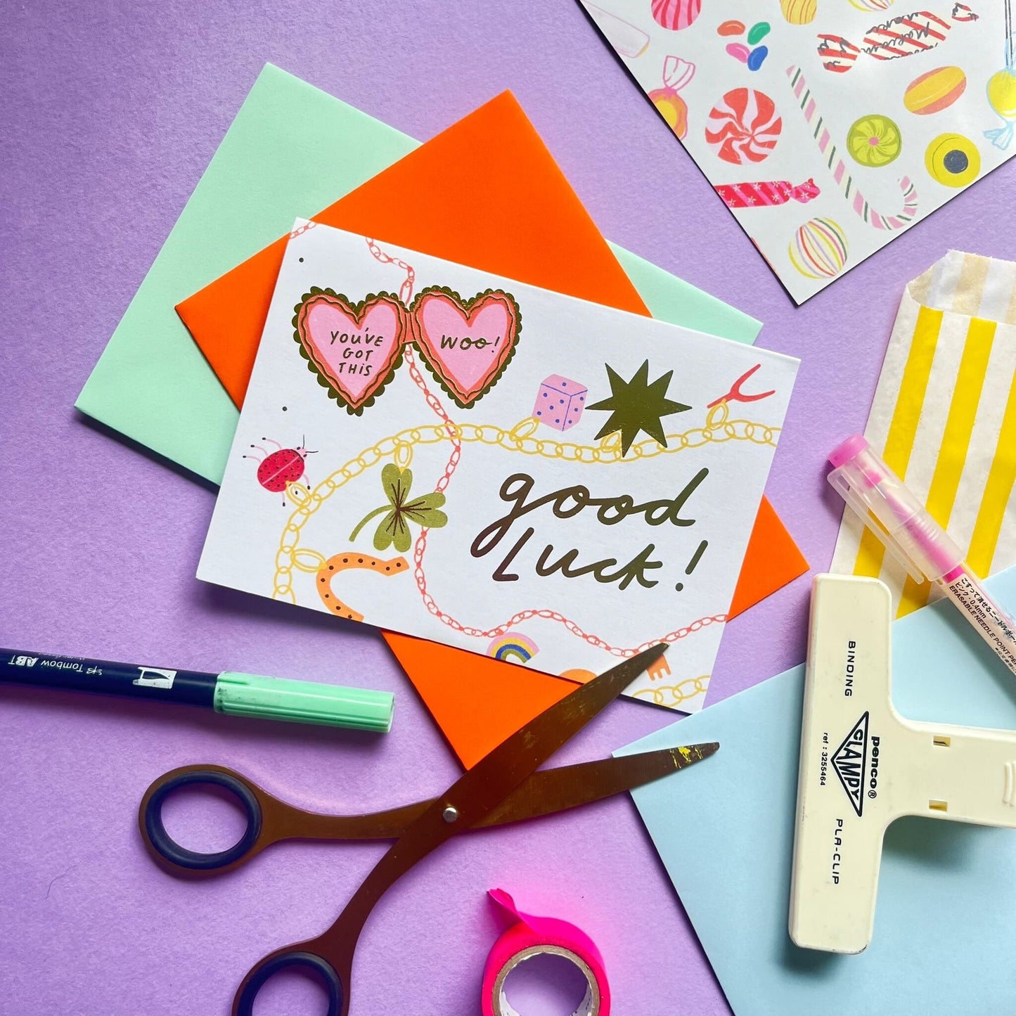 Good Luck Bracelet Greeting Card | Charm Bracelet Sunglasses Special New Job Moving Exciting Friendship