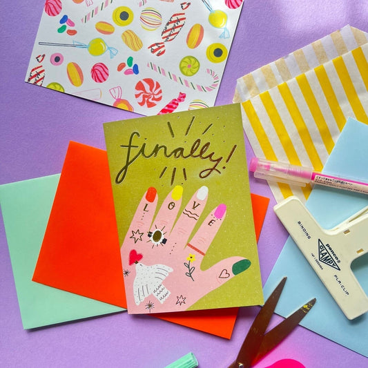 Finally! Engagement Greeting Card | Proposal Ring Married Congratulations Tattoos Hand Greetings Exciting