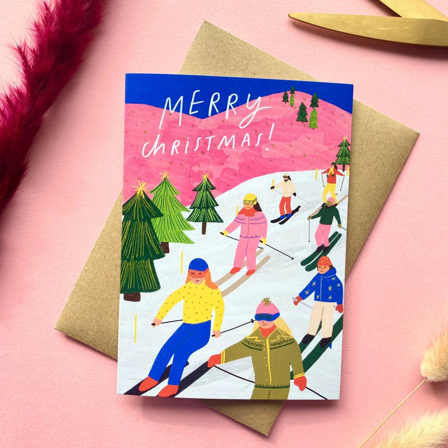 Ski Season Greetings Card | Xmas Festive Merry Bright Seasons Greetings Holiday