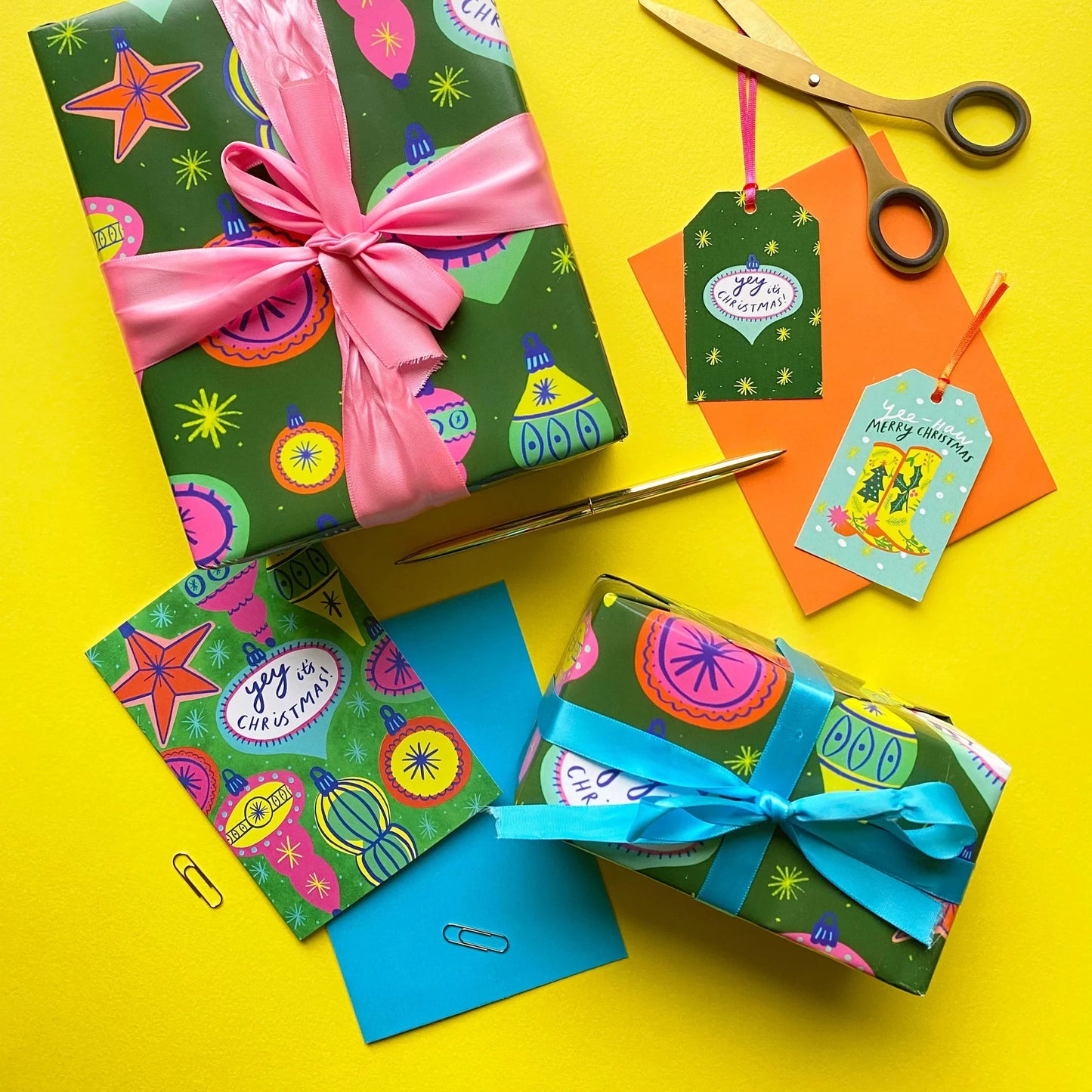 Yey it's Christmas Greetings Card | Bauble Xmas Festive Merry Bright Seasons Greetings Holiday