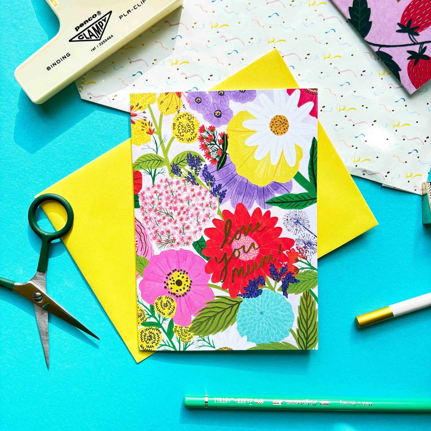 Love you Mum Mother's Day Gold Foil Greetings Card | Mummy Mom Greeting Celebration