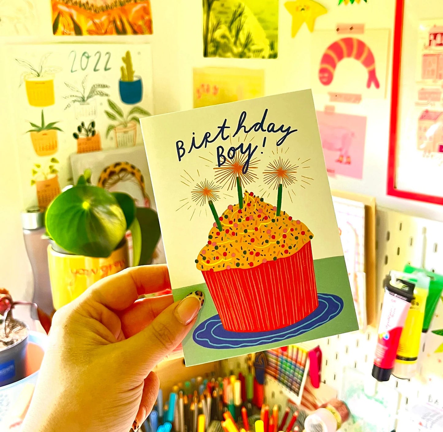 Birthday Boy Greeting Card | Cupcake Candle Bday Son Brother Friend Nephew Celebrate