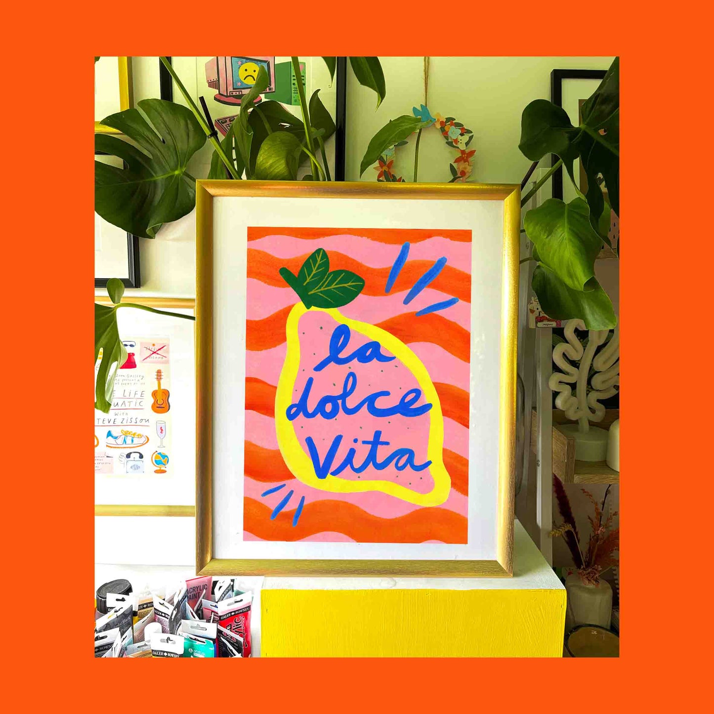 La Dolce Vita Lemon Italian Quote Art Print | Colourful Summer Wall Art by Northern Irish Artist Kerrie Illustrates
