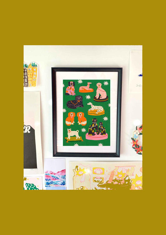 Staffordshire Dog Collection Art Print | Pet Lover Puppy Animal Portrait Wall Decor