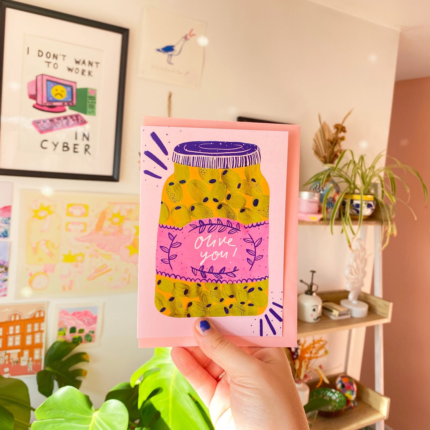 Olive you! Funny Valentines Greetings Card | Punny Couple Relationship Birthday Anniversary Girlfriend Boyfriend Wife Husband Partner