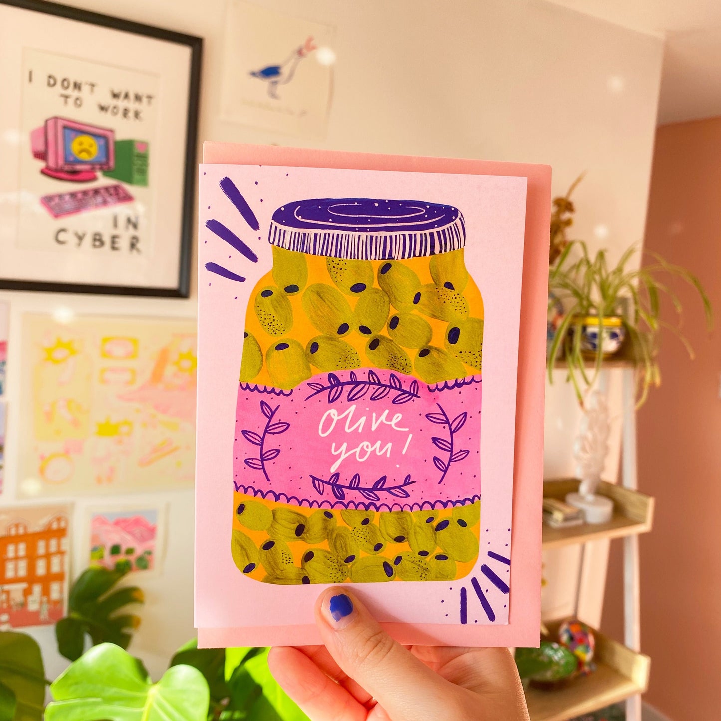 Olive you! Funny Valentines Greetings Card | Punny Couple Relationship Birthday Anniversary Girlfriend Boyfriend Wife Husband Partner