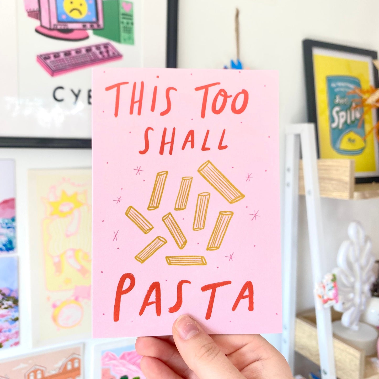 This Too Shall Pasta Friendship Greetings Card | Punny Get Better Well Thoughtful Illness Cheer Up Foodie Chef Pasta Lover