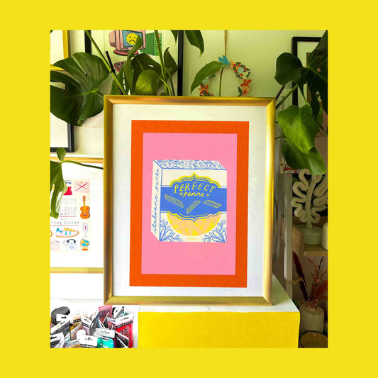 Perfect Penne Pasta packaging Art Print | Foodie Lover Italian Pink Red Kitchen Dining Area Wall Decor