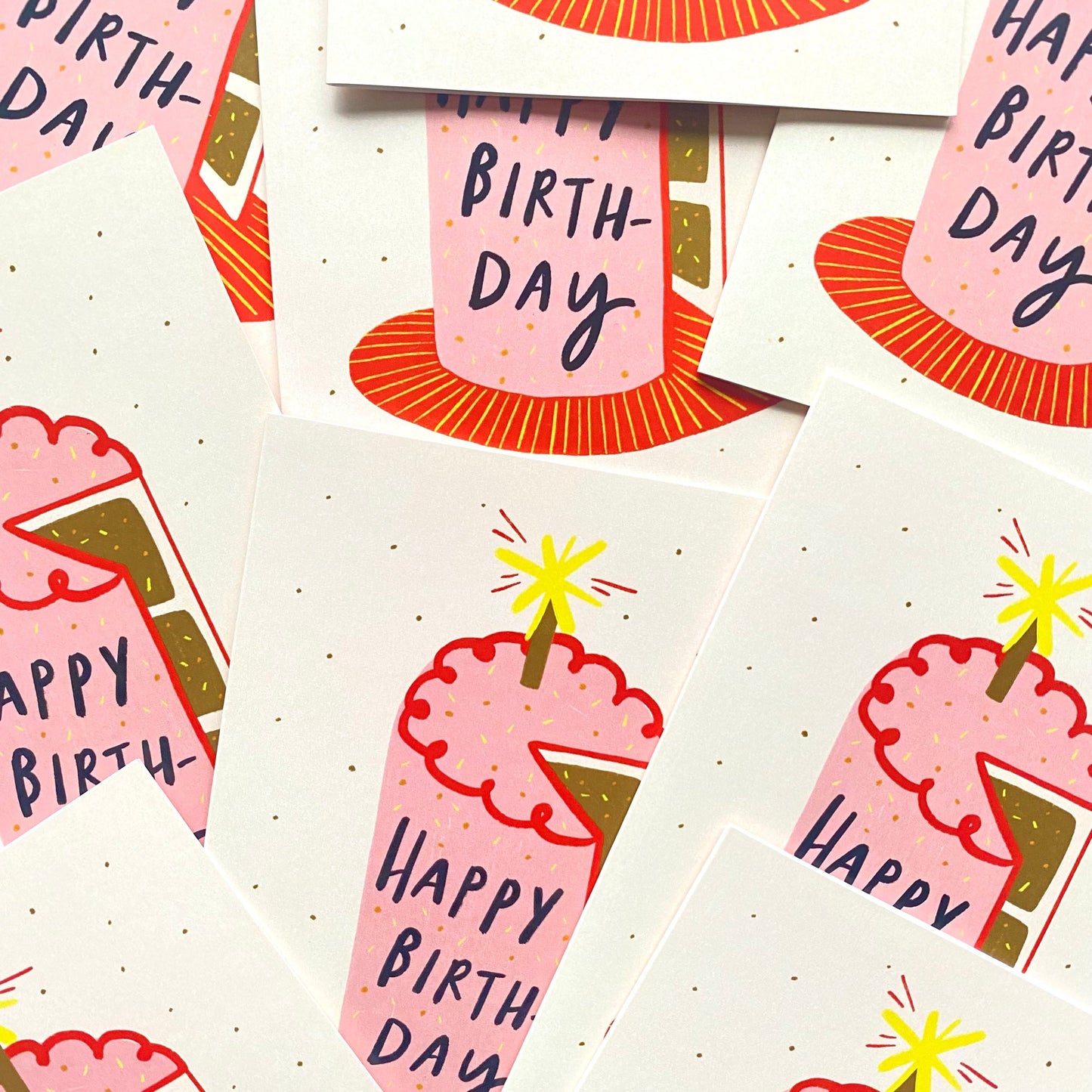 Happy Birthday Pink Cake Greeting Card | Bday Friend Sister Celebrate Girl's Birthday Party