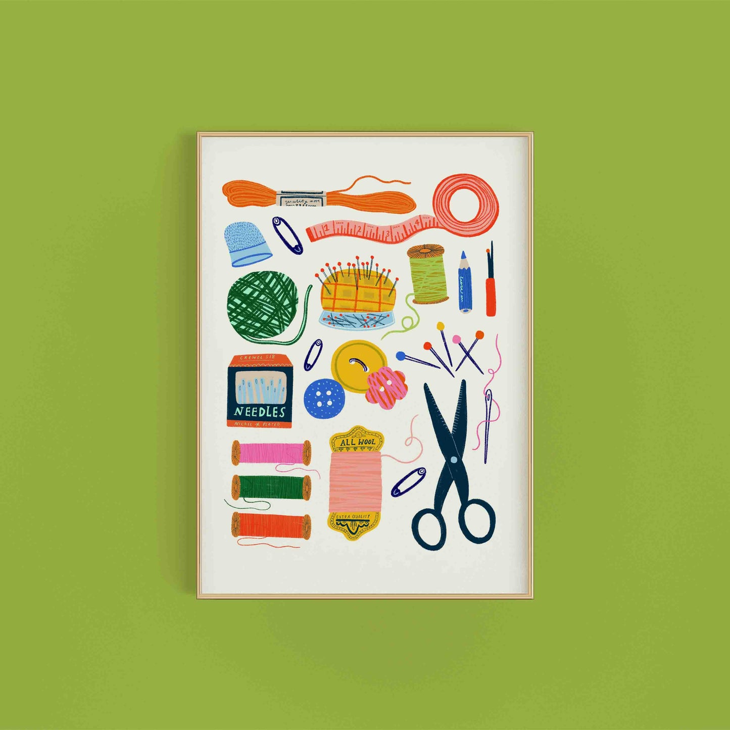 Sewing Kit Art Print | Collection Maximalist Junk Journalling Cute Wall Decor Crafty
