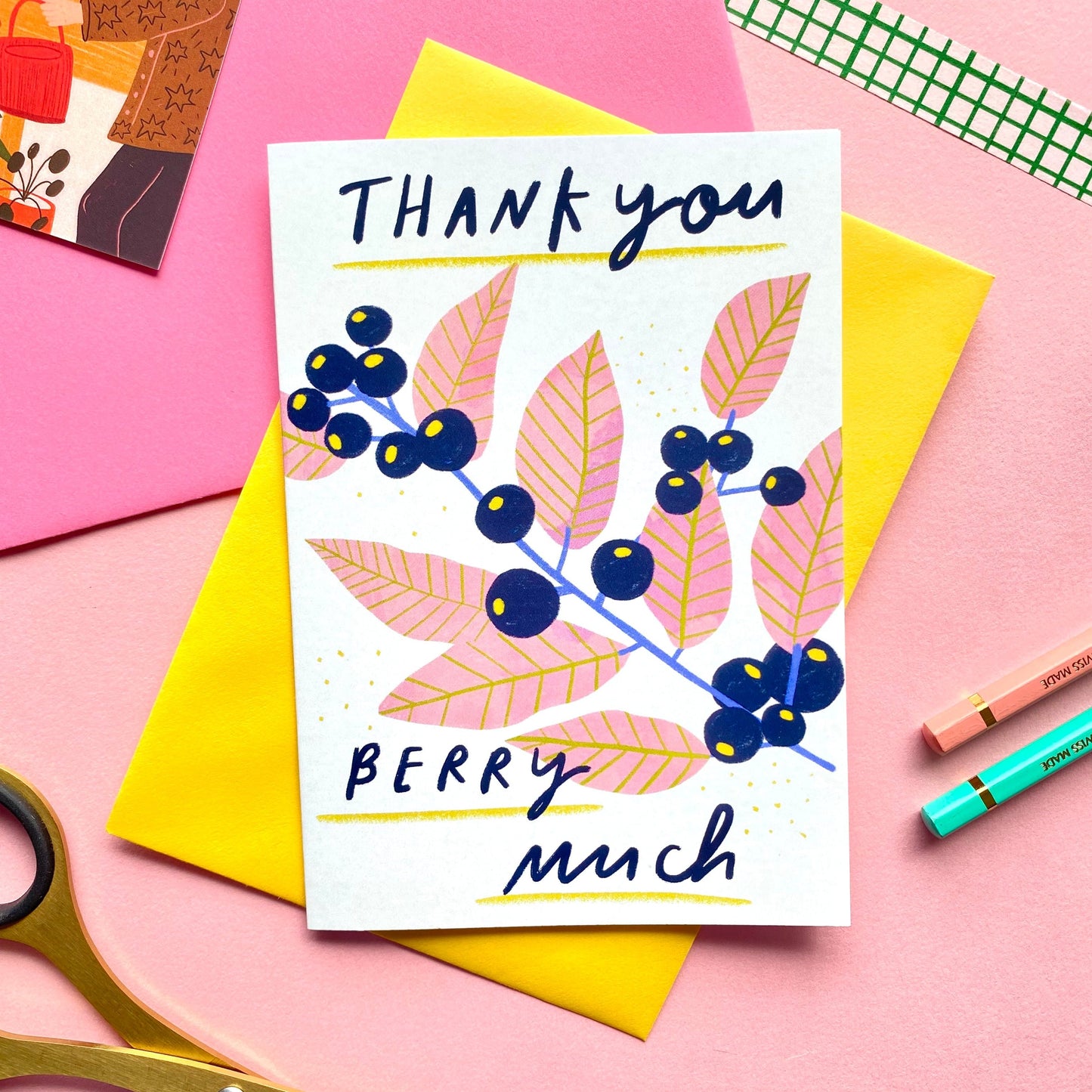 Thank you Berry Much Funny Greetings Card | Punny Thankful Appreciation Thanks Cheers