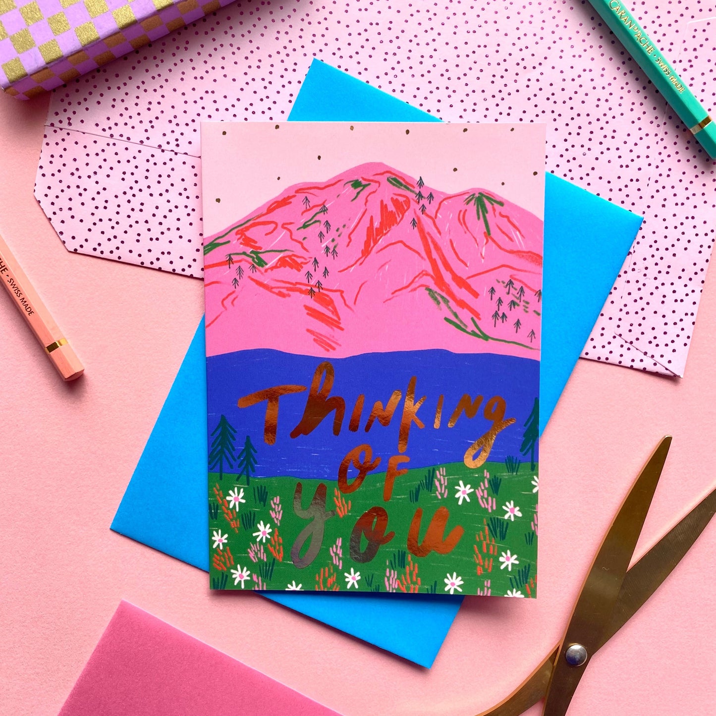 Thinking Of You Colourful Landscape Greetings Card | Scenery Thoughtful Get Better Well Friend