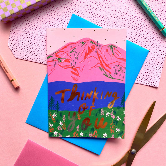 Thinking Of You Colourful Landscape Greetings Card | Scenery Thoughtful Get Better Well Friend