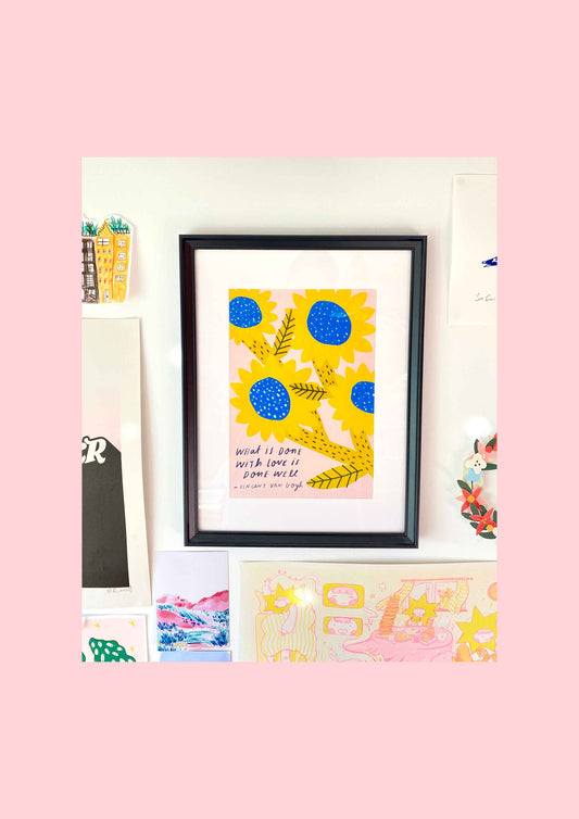 Van Gogh Sunflowers Positive Quote Art Print | Artist Slogan Wall Decor VanGogh Vincent