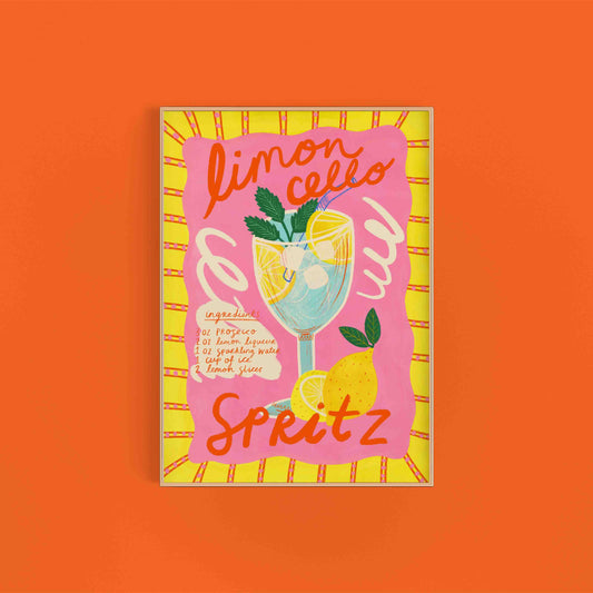 Limoncello drink colourful Art Print | Cocktail Recipe Spritz Kitchen Wall Decor Home Bar