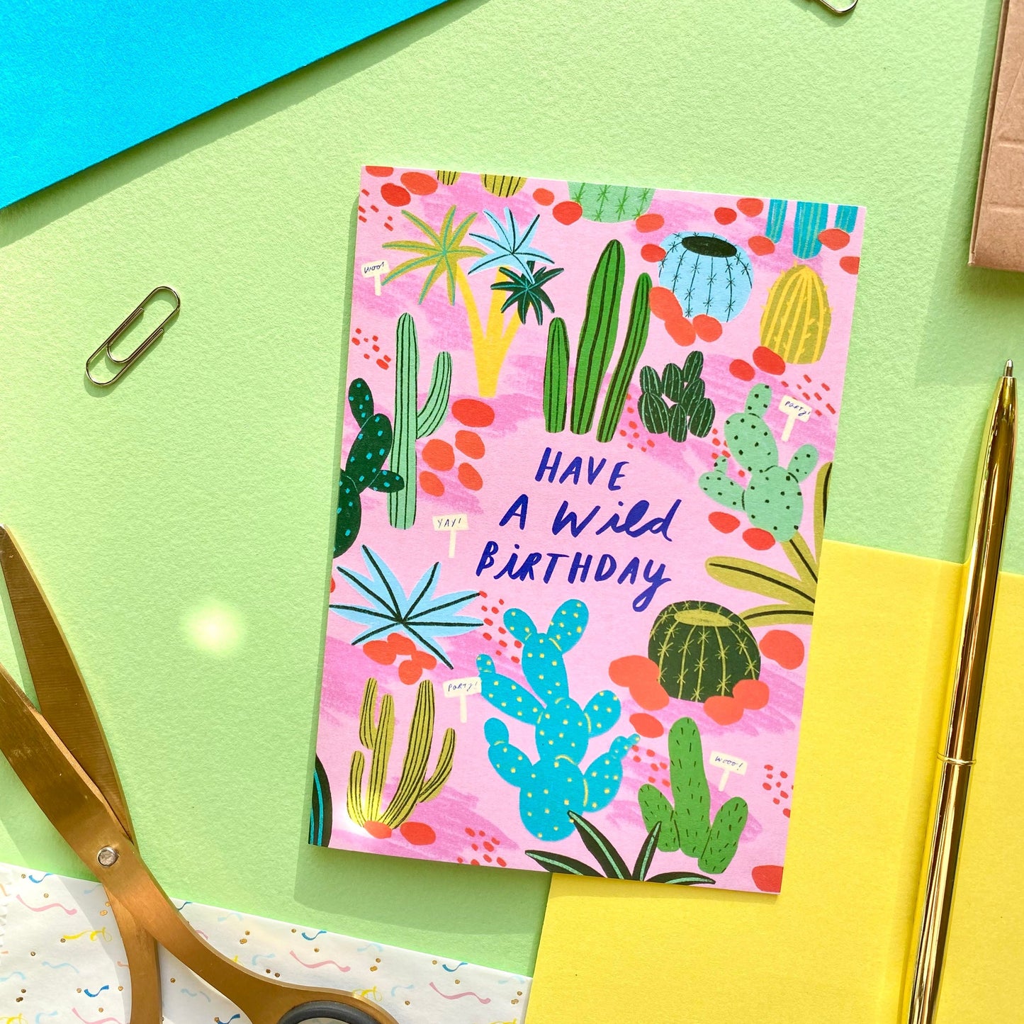 Have a wild Birthday Plants Gold Foil Greetings Card | Plant Lover Parent Botanical Floral Bday Greeting Quirky Friend Sister Mum Family