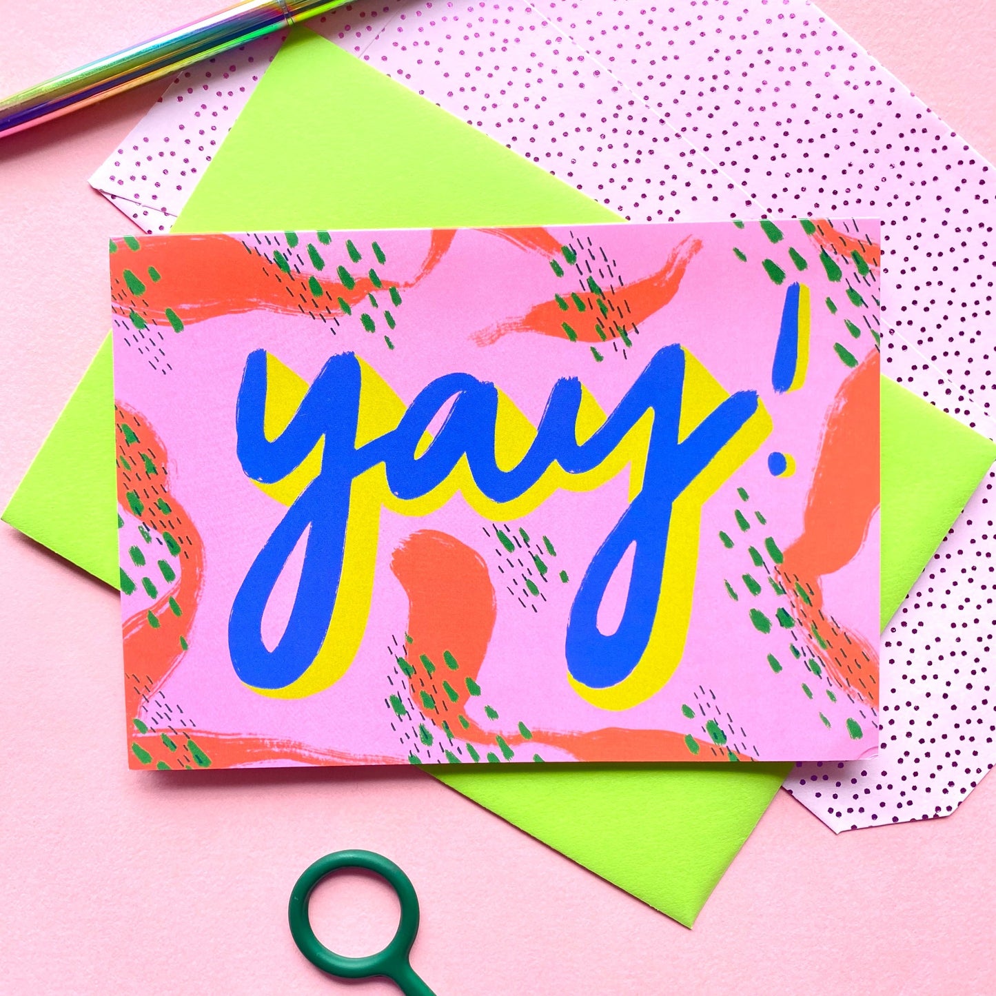 Yay Congratulations Patterned Greetings Card | Engagement New Job Moving Promotion Exciting