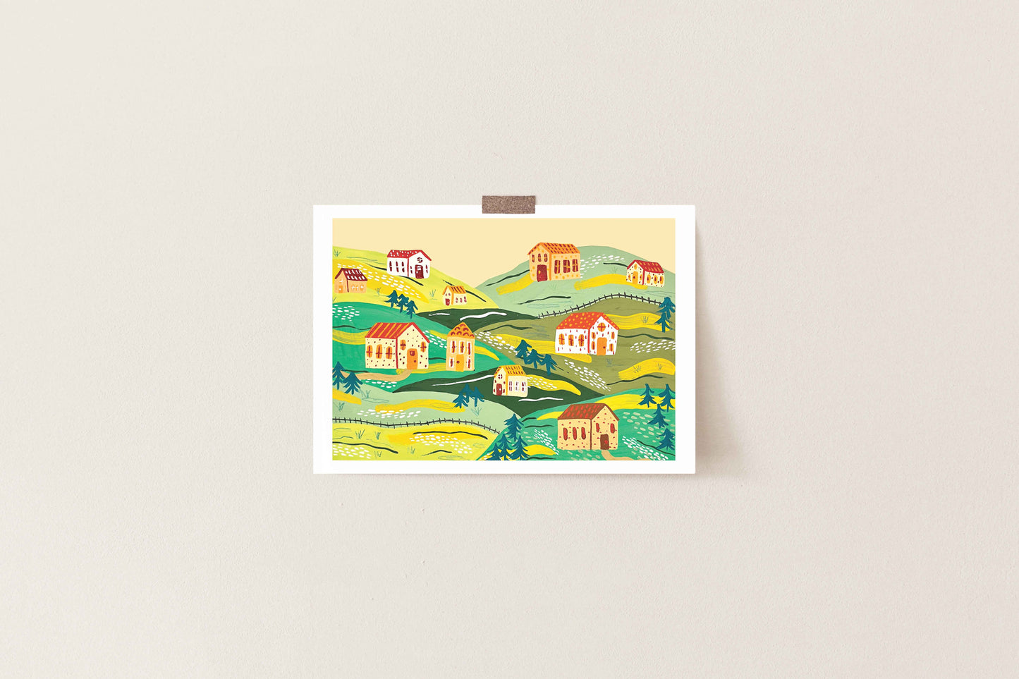 A5 Gouache Landscape Art Print | House Travel Landmark Europe Wall Decor