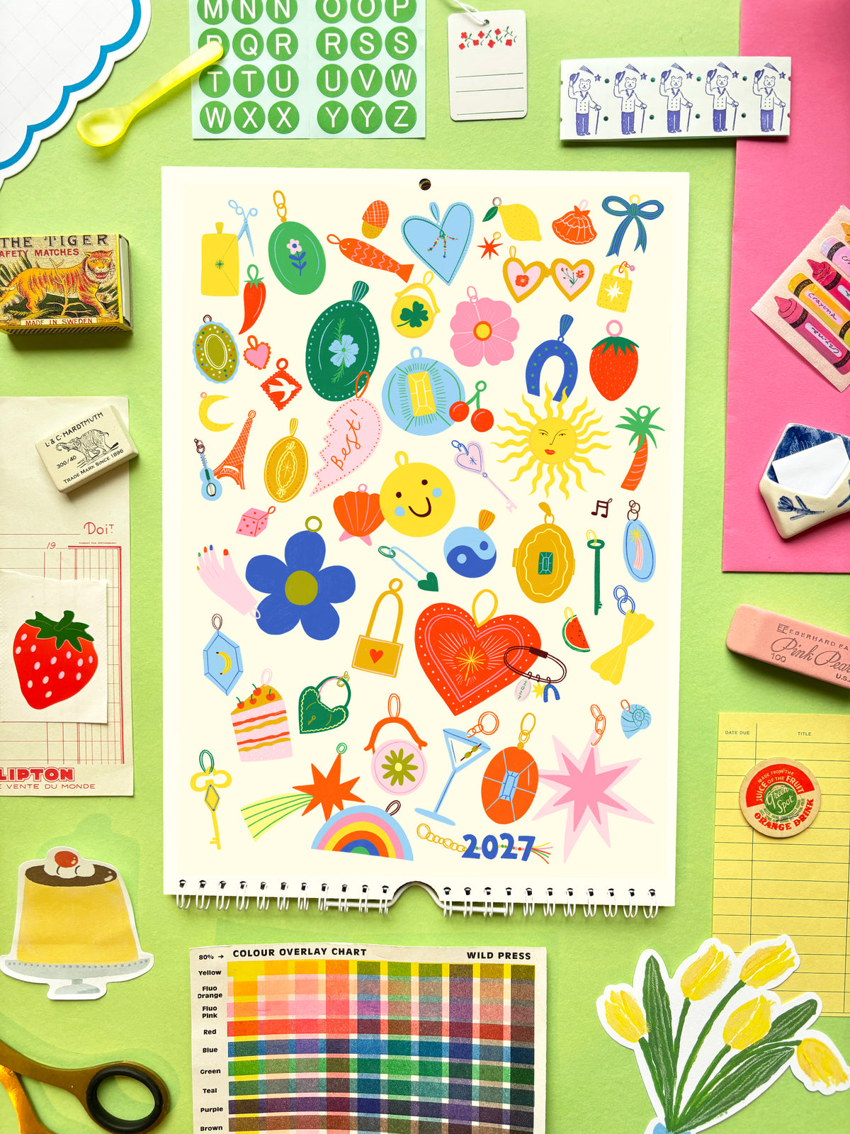 2027 A Year of Trinkets Wall Calendar | Trinket Collection 2027 Calendar | 2027 illustrated calendar